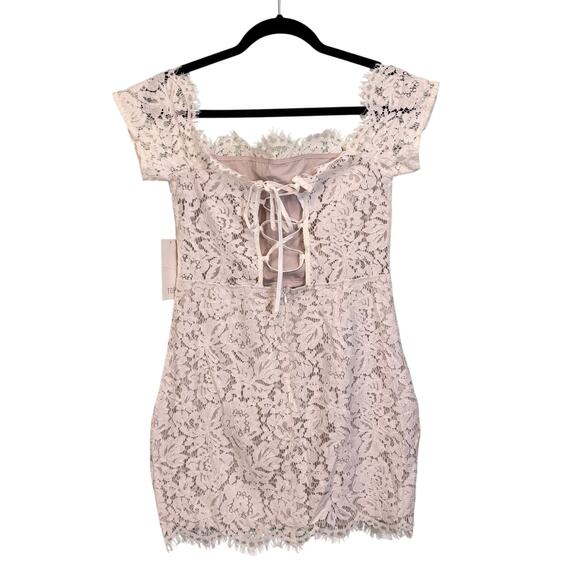 Tobi Mini Floral Lace Dress M White Off Shoulder Bodycon Cocktail Party Prom NWT - Picture 1 of 12